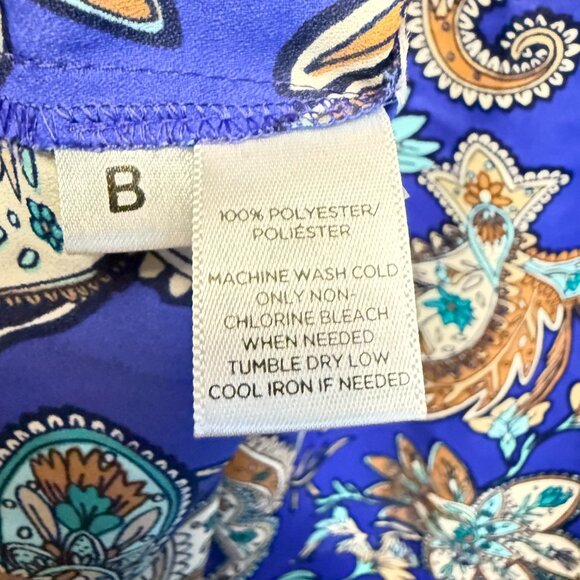 LOFT Bright Blue Paisley Sleeveless Top - L - Picture 5 of 6